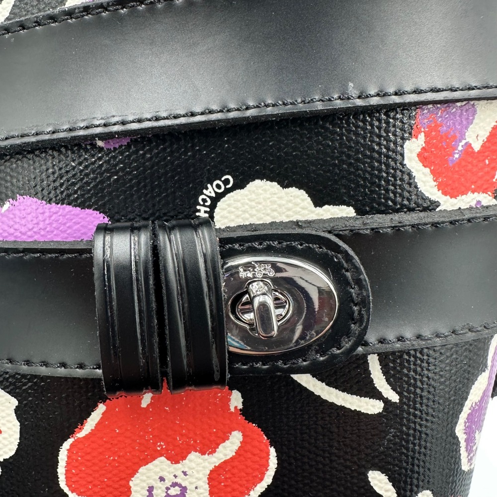 Coach Trisha II Print Rain Boots Black Floral Buckle Accent Size 7B - Picture 12 of 15